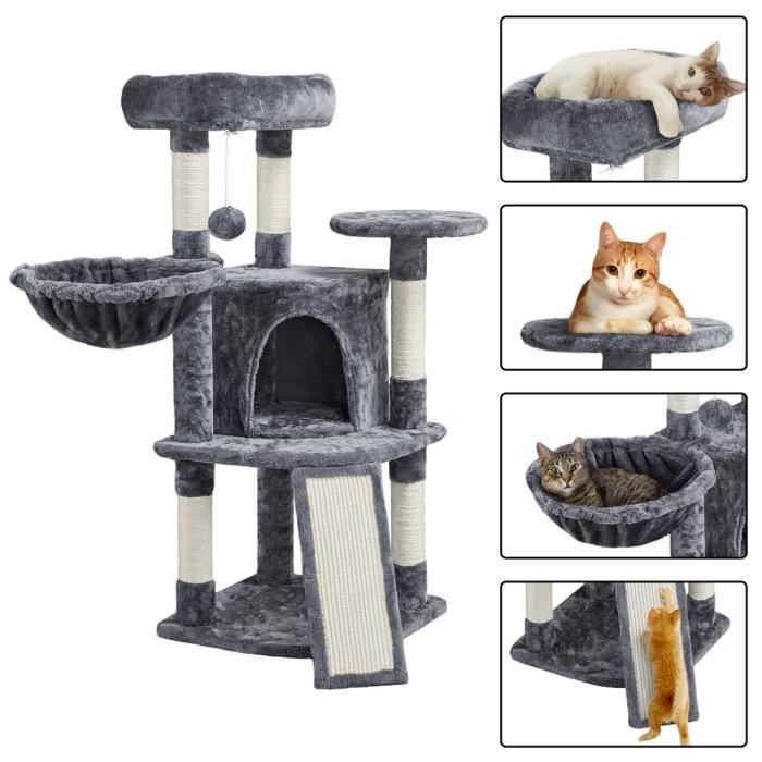 Yaheetech Arbre à Chat en Sisal Griffoir Grattoir Tour de Jeux pour Chat avec Centre d'activités Arbre a Chat Hauteur 107cm Rose