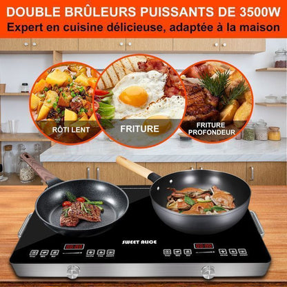 Plaque vitrocéramique 2 feux ULTRIXE 3500W - verre céramique noir, commandes tactiles avant