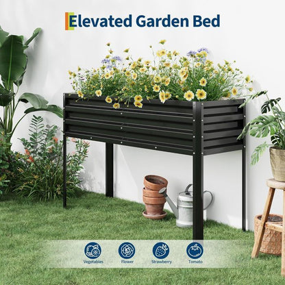 Garvee BAC A FLEUR ,Potager sur Pieds Surélevé avec Bâche en Filet,  Jardinière Surélevée en Métal avec Serre, Beige ,180x90x30cm