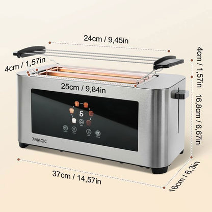 Grille-pain FATABETA 3015LA - 1500W - 4 Fentes Extra Larges - 7 Niveaux de Dorage - 2 Commandes indépendantes -Avec Support amovible