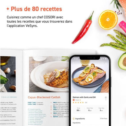 Friteuse sans huile COSORI - Premium II Chef Edition - Capacité 6,2L - 12 programmes - Pack 50 papiers cuisson - 1700W - Noir