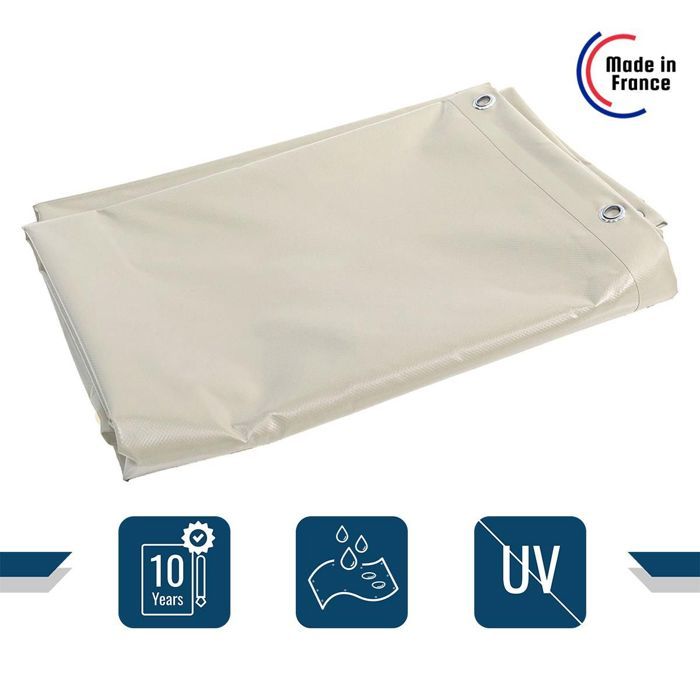 TECPLAST Bâche pour Carport Ivoire 2x2 m XP640CP - Garantie 10 ans - Toile PVC étanche pour abri de voiture - Made in France