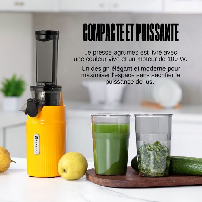 Extracteur de Jus - VENTRAY - Ginnie - Compact - 100 Watt - Rose vif