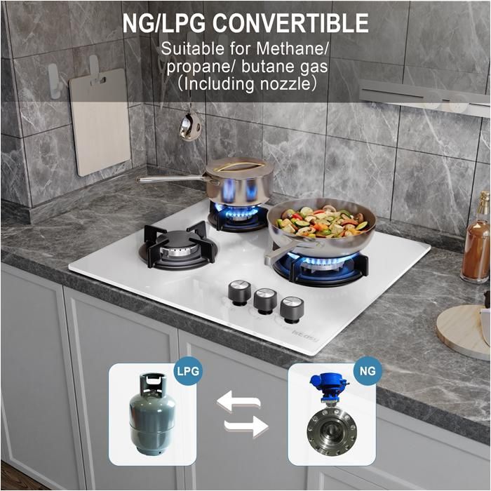 Plaque gaz encastrable - ISEASY - 4 feux 60 cm - Verre trempé - Supports fonte - Compatible NG/GPL
