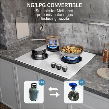Plaque gaz encastrable - ISEASY - 4 feux 60 cm - Verre trempé - Supports fonte - Compatible NG/GPL