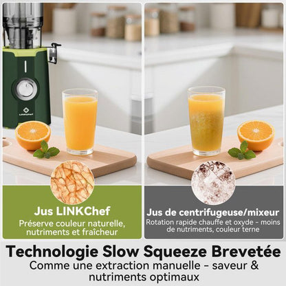 Extracteur de Jus - Sans Préparation - Grande goulotte 115 mm à fruits entiers -Nettoyage Rapide -Rendement en jus de 99 % -Noir