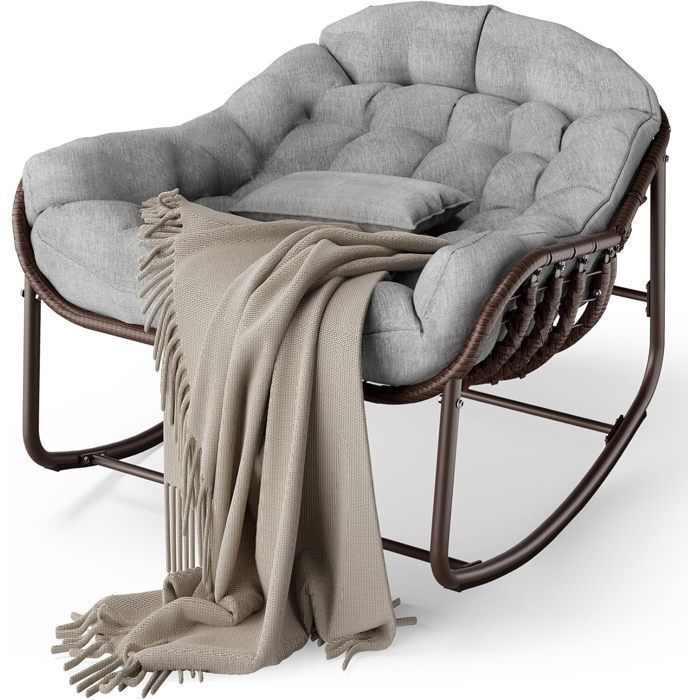 Chaise à bascule pour l'intérieur avec coussin rembourré ,Chaise à bascule en forme d'œuf pour salon, véranda, jardin, terrasse