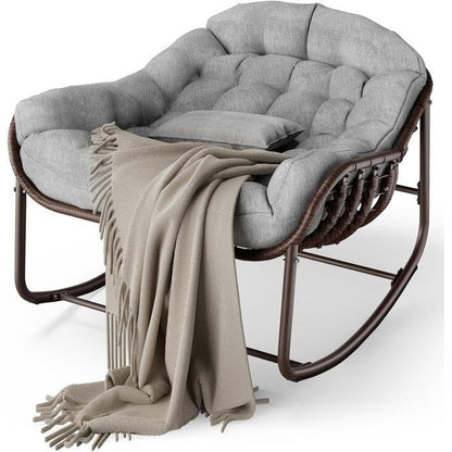 Chaise à bascule pour l'intérieur avec coussin rembourré ,Chaise à bascule en forme d'œuf pour salon, véranda, jardin, terrasse