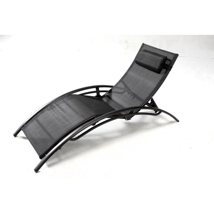 LIMEA - Lot de 2 transats ajustables noirs avec coussin