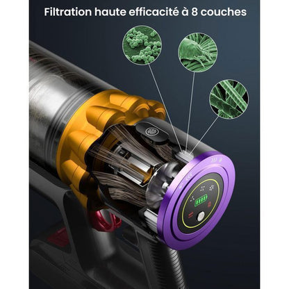 Aspirateur Balai Sans Fil - YOIMOIMO - 650W - 70000 Pa - 70 Min - Charge rapide sur le support - Vidange D'Une Seule Main