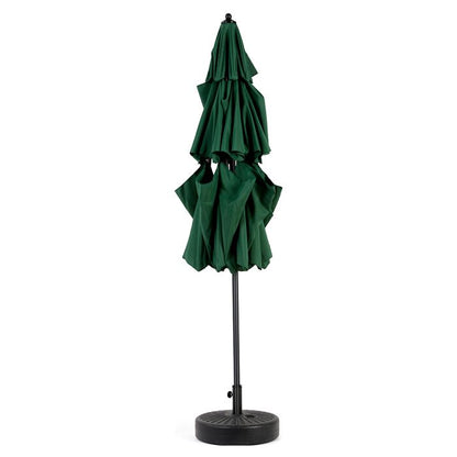 Parasol rectangulaire 294x294 cm GUTENT vert foncé – manivelle, toile polyester imperméable, structure acier