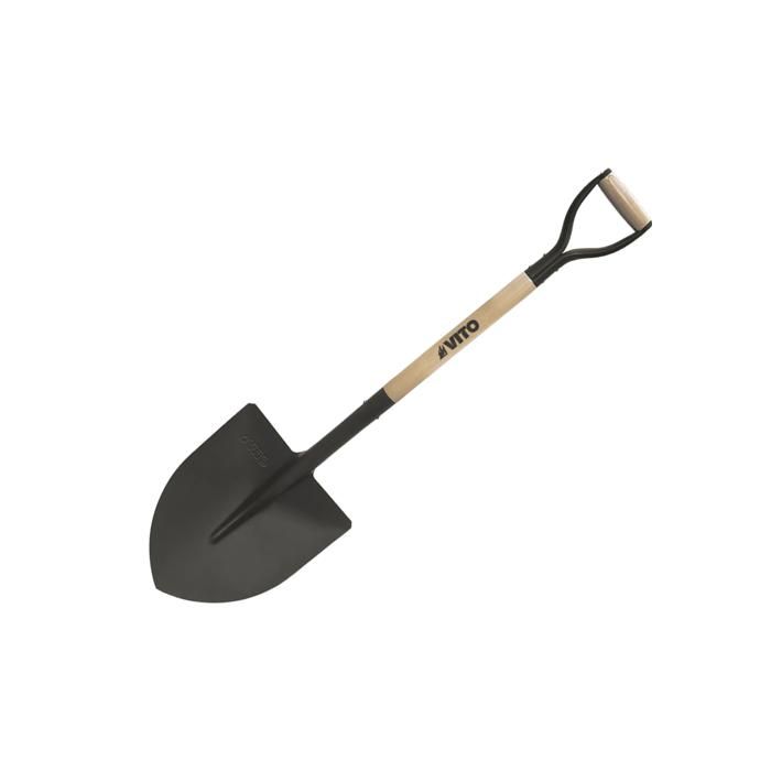 Pack 4 outils de jardin Acier Manche en Bois Fourche + Pelle carrée + Pelle ronde + Bêche VITO