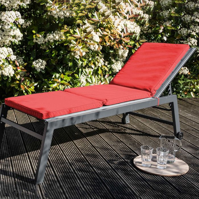Lot de 2 coussins bain de soleil polyester bleu 186 x 53 x 5 cm Picchu - Oviala