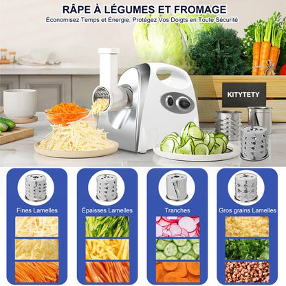 Hachoir à Viande Électrique 2800W - Écran Tactile - 11PCS avec 2 Lames 4 Inox Disques 3 Kit de Saucisse 1 Kubbe 1 Brosse - Argent