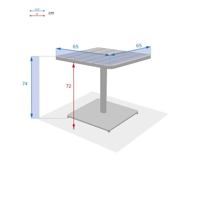 Table de jardin carrée "Phuket" bleu canard 2 places en acier traité époxy - Hespéride