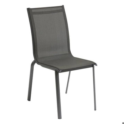 Chaise de jardin empilable "Axant" anthracite & graphite en aluminium traité époxy - Hespéride