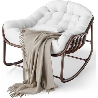 Chaise à bascule pour l'intérieur avec coussin rembourré ,Chaise à bascule en forme d'œuf pour salon, véranda, jardin, terrasse