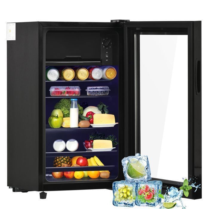 Mini réfrigérateur - Memkey - 76 L - 43,5 x 40 x 71,6 cm - Noir - LED, 6 L congélateur