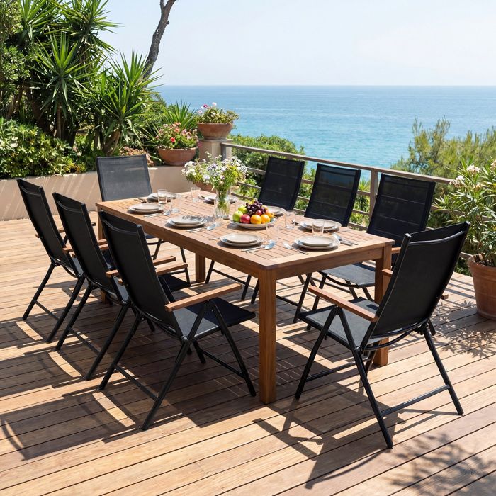 Lot de 4 Chaises Pliantes de Jardin COSTWAY, Dossier Ajustable à 5 Positions, Accoudoirs, Cadre en Métal, Extérieur Intérieur, Noir
