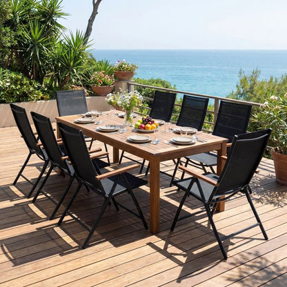 Lot de 4 Chaises Pliantes de Jardin COSTWAY, Dossier Ajustable à 5 Positions, Accoudoirs, Cadre en Métal, Extérieur Intérieur, Noir