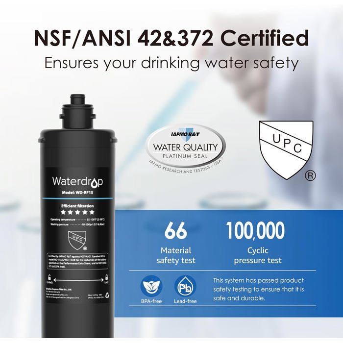 Waterdrop 10UB Système de Filtre à Eau Sous Évier avec Robinet Dédié, 11K Gallons de Filtration D'eau de Grande Capacité