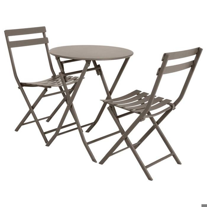 Table de jardin pliante ronde "Greensboro" vert olive 2 places en acier traité époxy - Hespéride