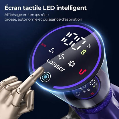 Laresar Aspirateur Balai sans Fil, 65KPa/600W/70 Mins,Tuyau Extensible 1M, Parfumé, Chargement Mural, Poils d'Animaux/Tapis/Voiture