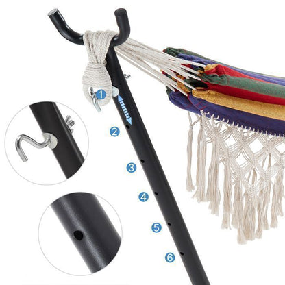 Mondeer Hamac Bohème Double Extérieur sur Pied avec Support | Charge Max 200kg | Cadre Fer Réglable + Sac de Transport | Rouge