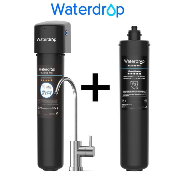 Waterdrop 10UB Système de Filtre à Eau Sous Évier avec Robinet Dédié, 11K Gallons de Filtration D'eau de Grande Capacité