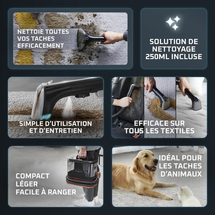 Rowenta, Shampouineuse, Détacheur nettoyeur de tapis rapide/facile, Clean It, IN5020F0