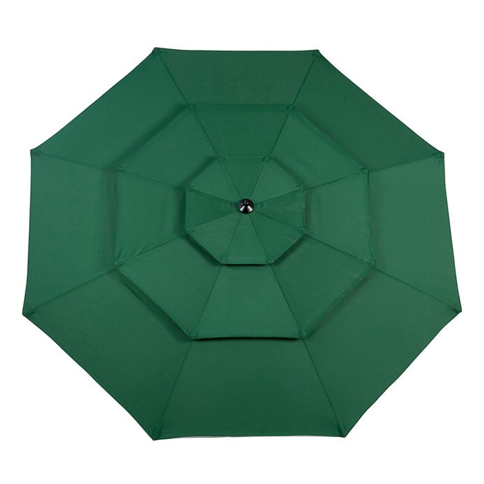 Parasol rectangulaire 294x294 cm GUTENT vert foncé – manivelle, toile polyester imperméable, structure acier