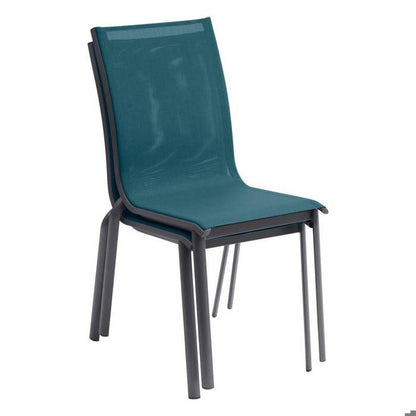 Chaise de jardin empilable "Axant" bleu canard & graphite en aluminium traité époxy - Hespéride