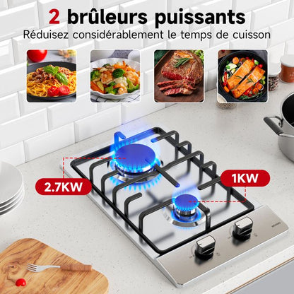 Plaque de Cuisson Gaz - WEHIMO - 5 Feux - Inox - Encastrable - 76x50 cm