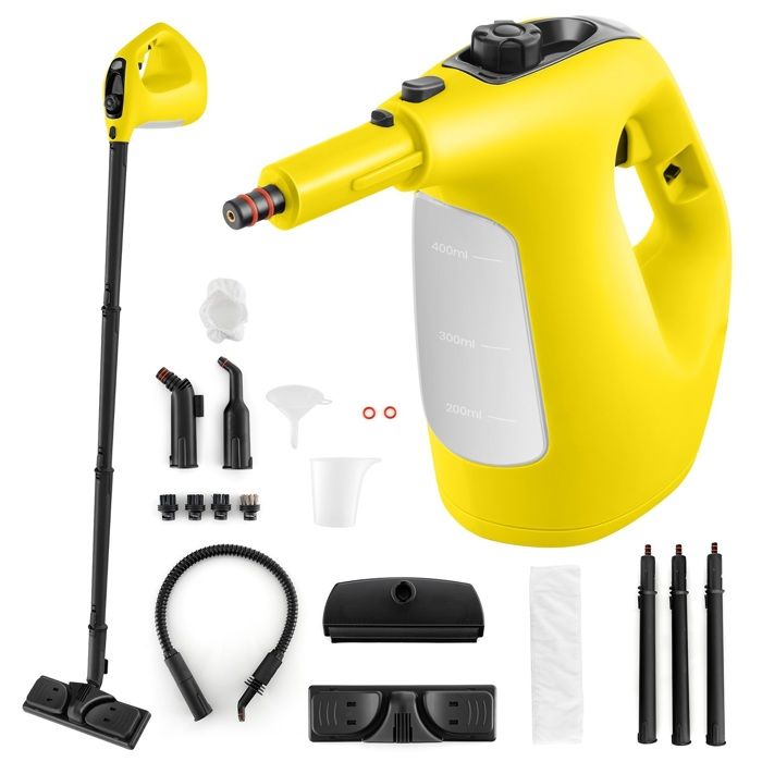 Nettoyeur Vapeur à Main 1500W Punaises de Lit COSTWAY-Réservoir 400 ml-2 Bar-14 Accessoires-125 ℃-Verrou de Sécurité Enfants-Vert