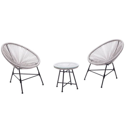 ACAPULCO - Ensemble de 2 fauteuils et table basse beige
