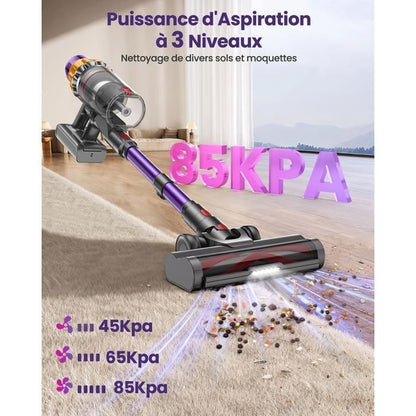 Aspirateur Balai sans Fil - MAUOKE - 750W - 80 Min Autonomie - 2,6 L Capacité - Filtre HEPA Double