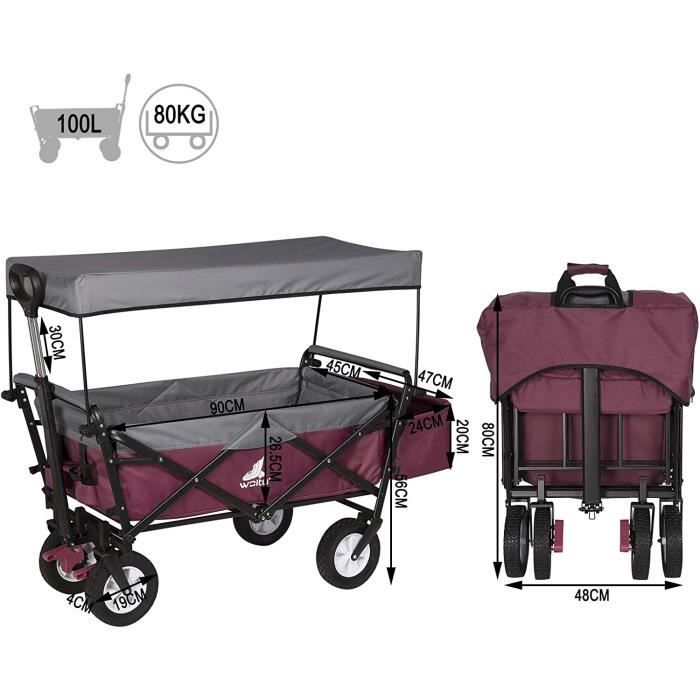Chariot de manutention pliable WOLTU - capacité de charge 80kg - Anthracite