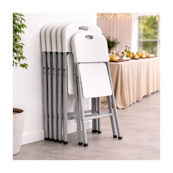 Lot de 4 Chaises pliantes blanches Plastique renforcé Chaise d'appoint Intérieur/Extérieur Jardin Réception KZGarden
