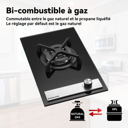 GASLAND GH30BF Plaque de Cuisson Gaz 2 Feux, Plaque gaz Verre trempé, GPL/gaz naturel Noir 30 cm