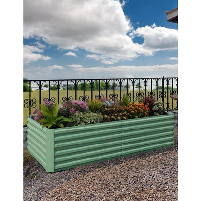 Vegetable Garden-Jardinière Surélevé Galvanisée, 2,4x1,2x0,6 m, Résistante à la Rouille, pour Jardinage, Assemblage Facile, Vert
