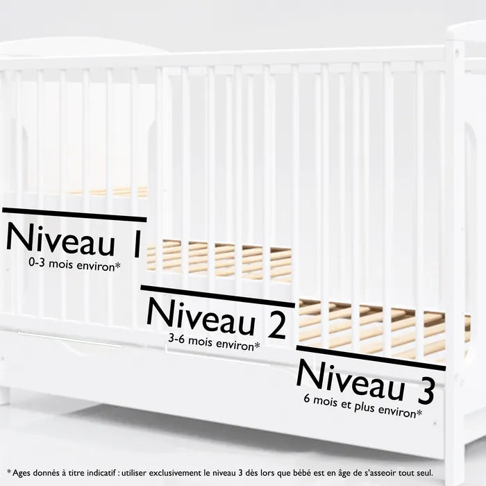Lit Bébé Évolutif Avec Tiroir Chiara 120x60 Cm Lit bébé