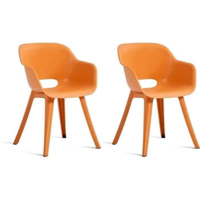 Chaises de jardin - KETER - AKOLA - Lot de 2 en résine - Gris olive - Dossier ergonomique