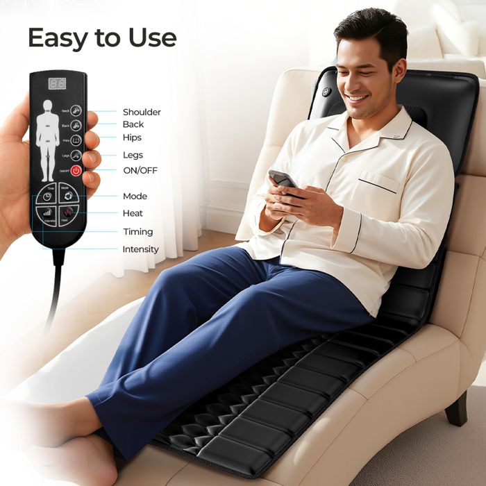 Tapis De Massage Électrique - Himouta Matelas Massant - Fonction De Chauffage - Rempli De Mousse À Mémoire - Pu - Pliable
