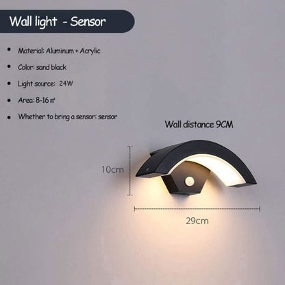 DELIPOP Applique Murale Extérieure LED 24W - Capteur Lumineux, Étanche IP65, 6500k Lumière Blanche pour Jardin（Paquet de 2）- Noir
