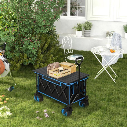 WOLTU Chariot de Jardin avec Plateau Amovible, Roues larges, Charge 120kg, Chariot Plage, Tissu Oxford+Acier, Noir+Blue W0UETT0104