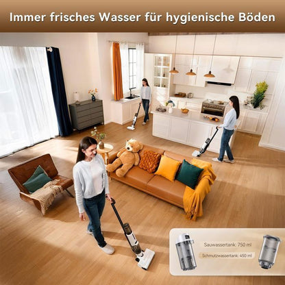 Aspirateur Laveur Sans Fil-JONR ED12 Pro,Aspirateur sans Fil 4 en 1,Autonettoyage 70°C,Séchage à air chaud 80°C,40 Mins (230 m²)