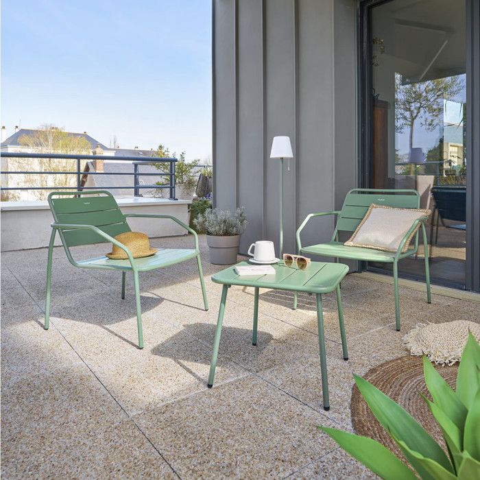 Fauteuil de salon de jardin "Phuket" argile en acier traité en epoxy - Hespéride