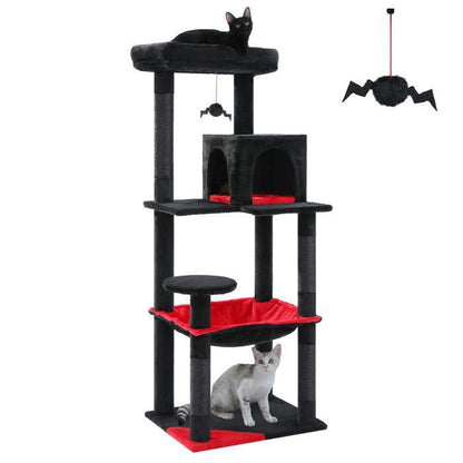 PAWZ Road Arbre à chat Design Spacieux Grande Hamac Dur Stable Avec hamac et belle maison pour chat - Cactus vert - 143 cm