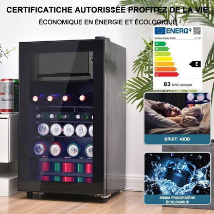 Mini réfrigérateur - Memkey - 76 L - 43,5 x 40 x 71,6 cm - Noir - LED, 6 L congélateur