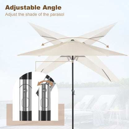 WOLTU Parasol de Jardin Hexagonal,300cm,Parasol Inclinable avec Manivelle,pour Balcon,Terrasse,Plage,Anti-UV,Beige